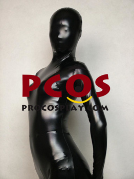 Immagine di Tuta zentai unisex nera lucida metallizzata Unicolor B011 C00648