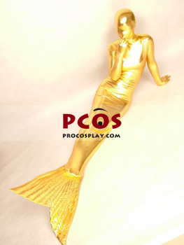 Immagine di Abito zentai unisex metallizzato lucido sirena dorata B018 C00974