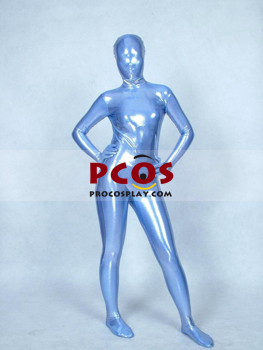 Picture of Light Blue Shiny Metallic Unisex Zentai Suit B035