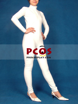 Picture of White PVC Zipper Shiny Metallic Unisex Zentai Suit B044