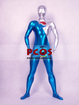 Picture of Blue Silver Pepsi Logo Catsuit Shiny Metallic Unisex Zentai Suit  C009