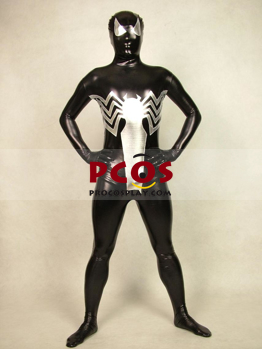 Picture of Black Spider Catsuit Shiny Metallic Unisex Zentai Suit  C018