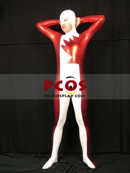 Изображение Красный белый комбинезон блестящий металлик костюм зентаи C066