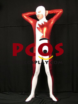 Picture of Red White Catsuit Shiny Metallic  Zentai Suit C066