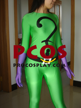 Picture of Green Question Mark Catsuit  Shiny Metallic  Zentai Suit C076