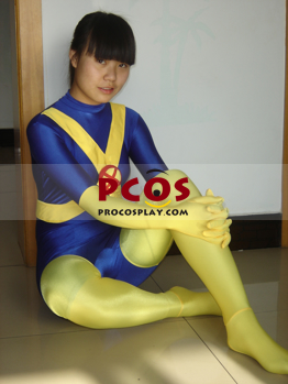 Picture of Yellow Blue Catsuit  Lycra Shiny Metallic Zentai Suit C081