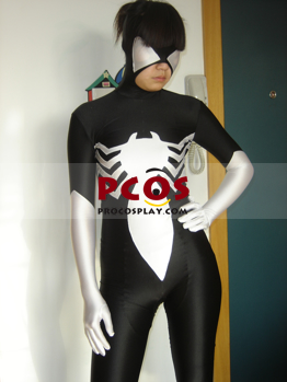 Picture of Black Spider Catsuit  Lycra Shiny Metallic Zentai Suit C082