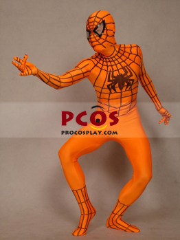 Picture of Orange Spiderman Lycra Spandex Zentai Suit C144 C00485