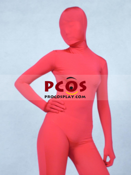 Изображение красного шелкового и велюрового комбинезона Zentai Suit D001
