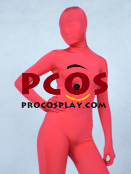 Изображение красного шелкового и велюрового комбинезона Zentai Suit D001