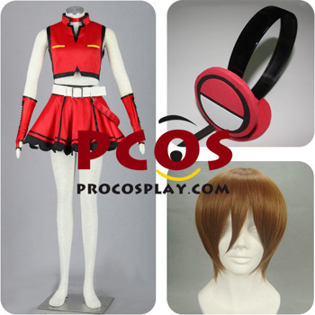 Picture of Vocaloid Meiko Cosplay Costumes && Headphone && Wig