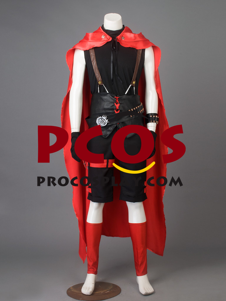 RWBY Cosplay Red Trailer Ruby Rose Costume Black Combat Uniform Dress Full Set