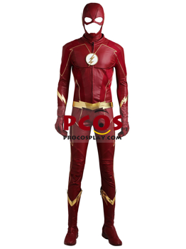 Picture of The Flash Season 4 The Flash Barry Allen Leather Hood Version Cosplay Costume mp005135