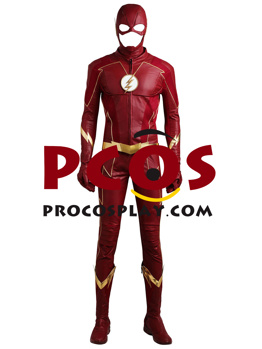 Image de The Flash Season 4 The Flash Barry Allen Leather Hood Version Cosplay Costume mp005135