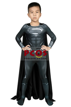 Immagine di Justice League Black Superman Clark Kent Costume Cosplay Solo per bambini mp005680