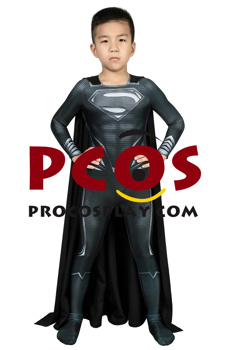 Immagine di Justice League Black Superman Clark Kent Costume Cosplay Solo per bambini mp005680