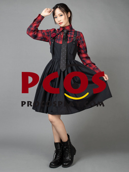 Picture of Ready to Ship Halloween Gothic Style Plaid Shirt & Jumper Skirt Suit mp005558