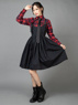 Picture of Ready to Ship Halloween Gothic Style Plaid Shirt & Jumper Skirt Suit mp005558