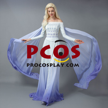 Listo para enviar Frozen 2 Elsa White Dress Disfraz de Cosplay mp005306