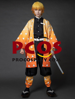 Immagine di Ready to Ship Demon Slayer: Kimetsu no Yaiba Agatsuma Zenitsu Haori Cosplay Costume Upgrade Version mp006006