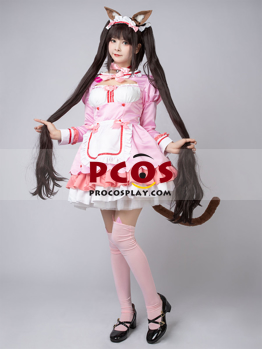 Picture of Nekopara Chocola Cosplay Costume Pink Maid Outfit C00657
