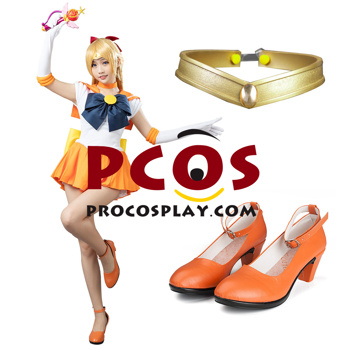 Imagen de Sailor Moon Sailor Venus Aino Minako conjunto de disfraz de Cosplay mp000348