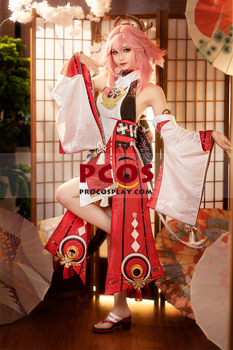 Photo de prêt à expédier Genshin Impact Yae Miko Cosplay Costume C02884-AAA