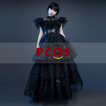 Imagen del nuevo programa de televisión Wednesday Addams Wednesday Cosplay Costume Ball Dress C07196 Versión superior