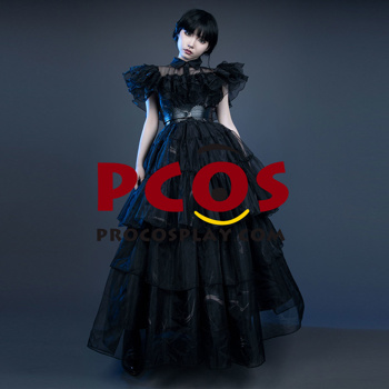 Imagen del nuevo programa de televisión Wednesday Addams Wednesday Cosplay Costume Ball Dress C07196 Versión superior