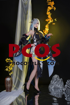 Photo du jeu Genshin Impact Shenhe Frostflower Dew, tenue de Cosplay, Costume Cheongsam C08797-A