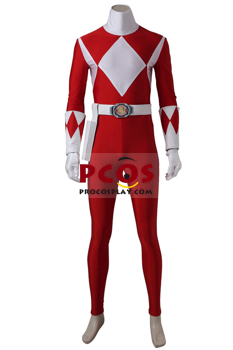 Photo de Mighty Morphin Power Rangers Jason Lee Scott Costume de Cosplay Ranger rouge C08828