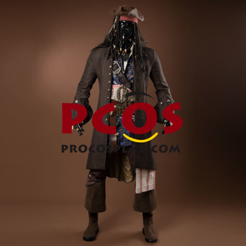 Picture of Pirates of the Caribbean 5 Captain Jack Sparrow Cosplay Costume C09129 Upgraded Version