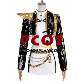 Picture of KPop Demon Hunters HUNTR/X Rumi Black Golden Cosplay Costume Budget-friendly Version C09546E