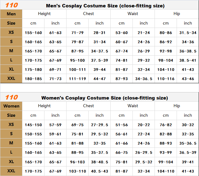 Mens Avatar Body Measurements Chart Size 40